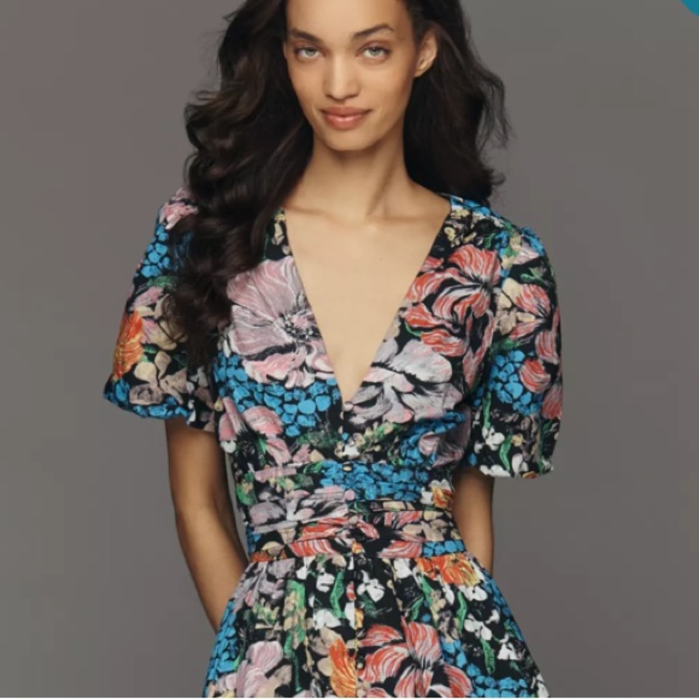 Yukiko Noritake x Anthropologie Asymmetric Floral Midi Dress